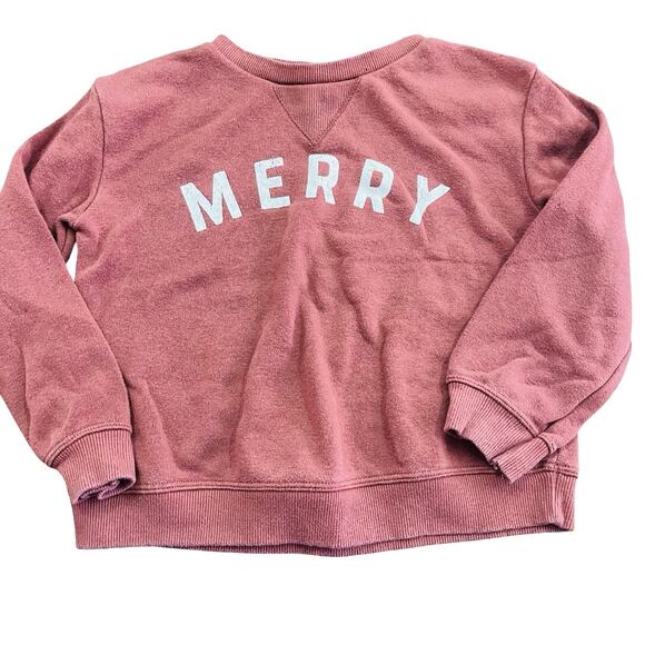 Little Co. LC 4T Crewneck Sweatshirt Organic Cotton Christmas Merry Winter Red - Picture 1 of 4